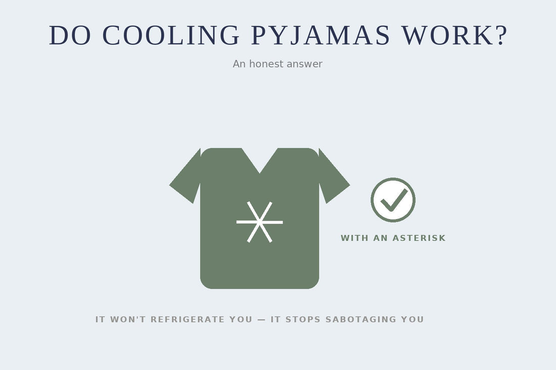 Illustration of a pyjama top with a snowflake and an honest tick — do cooling pyjamas work