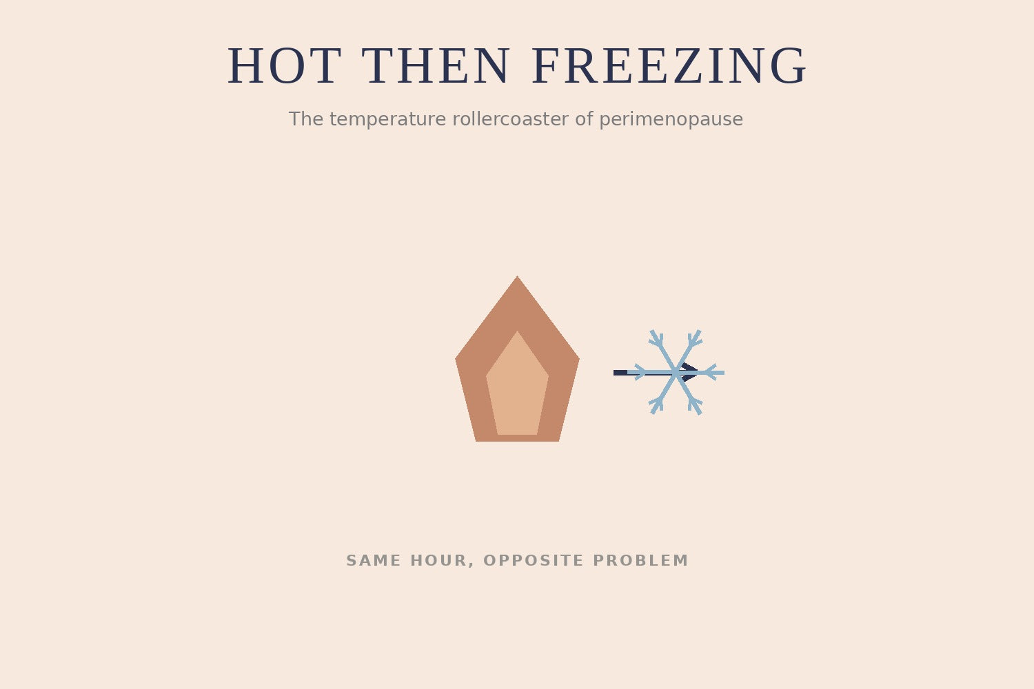 Illustration of a flame turning to a snowflake — the temperature rollercoaster of perimenopause