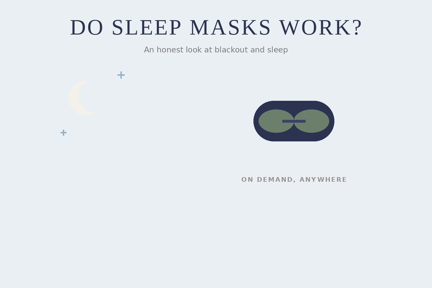 Illustration of a sleep mask beside a crescent moon — do sleep masks actually work