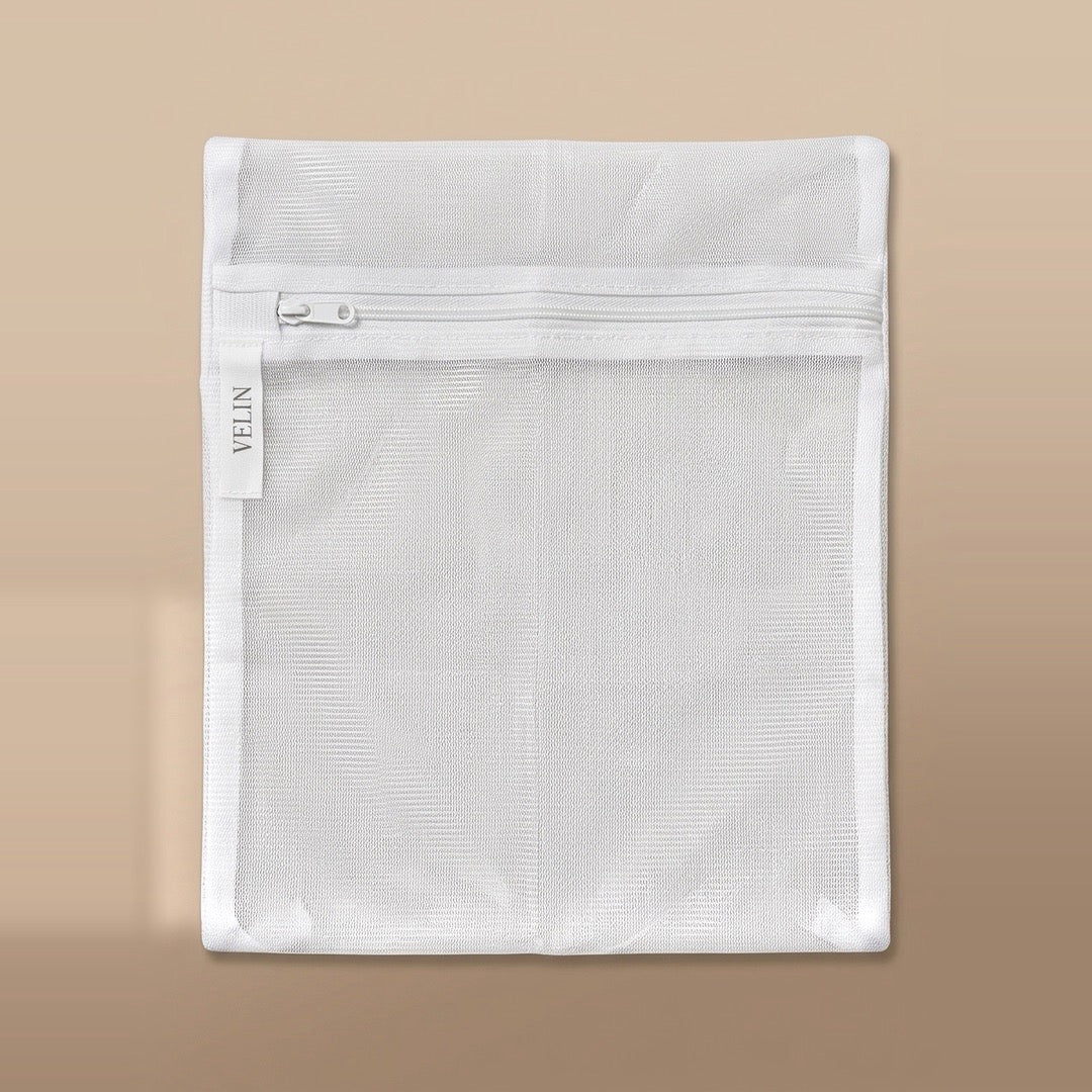VELIN Fabric Care Pouch, a fine mesh wash bag for laundering TENCEL Modal sleepwear, shown on a neutral background